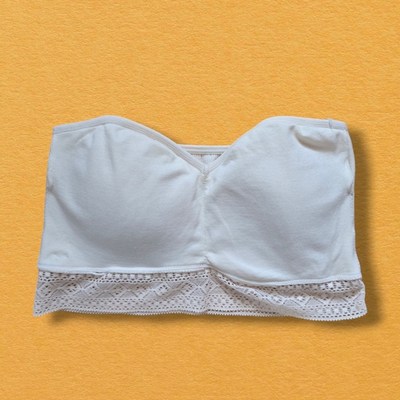 Lucky Brand Women's Seamless Lace Strapless Bandeau Bra Cream - Picture 9 of 12